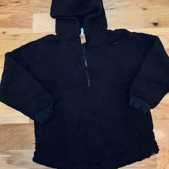 Sold*Brand new VS Pink 3pc outfit set black Sherpa hoodie cotton leggings shirt - Picture 2 of 3